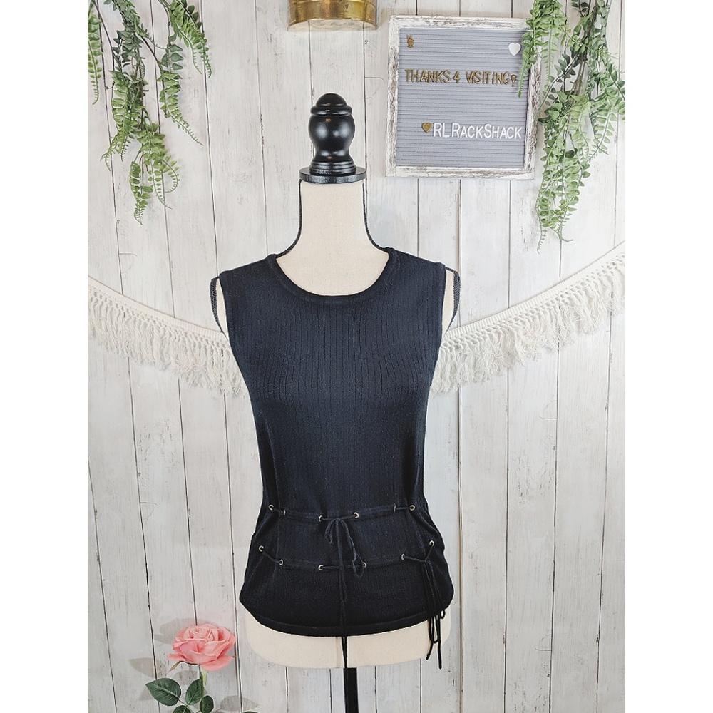 Laura Leigh black cotton sleeveless blouse top